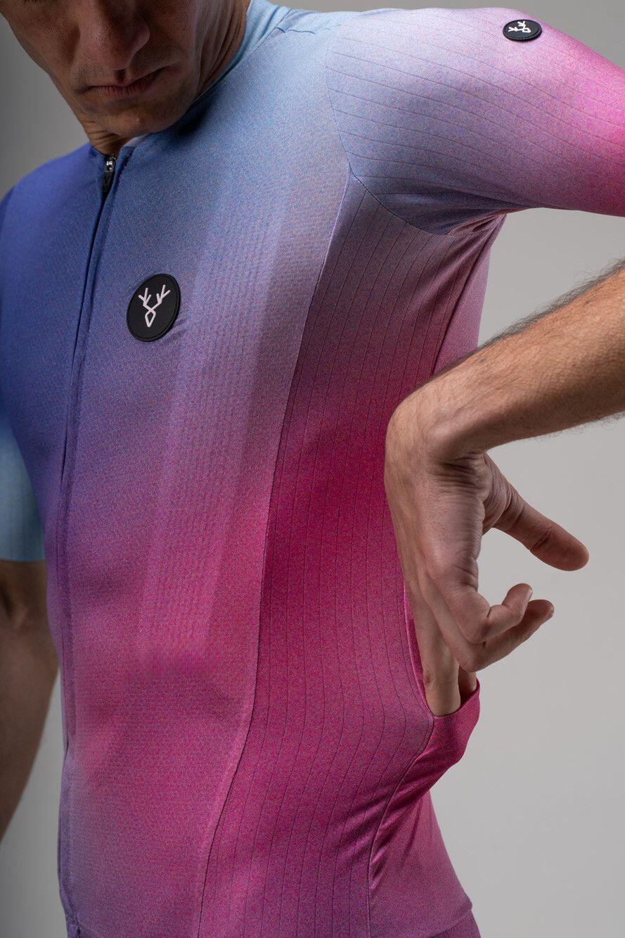 Maillot Manches Courtes LeBram Race Aero Violet Bleu 4/7