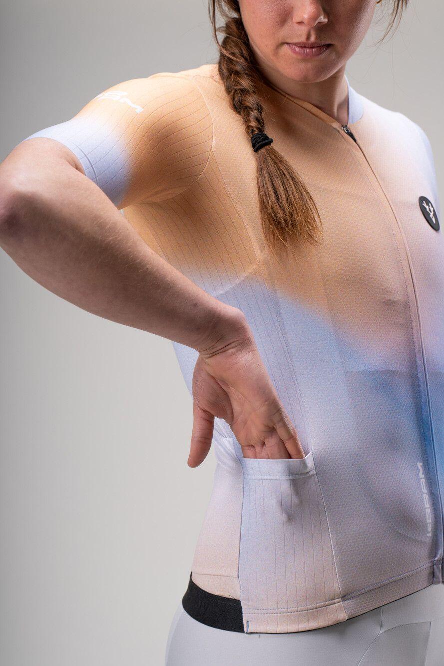 LeBram Race Aero damesfietsshirt met korte mouwen, geel en blauw 5/7