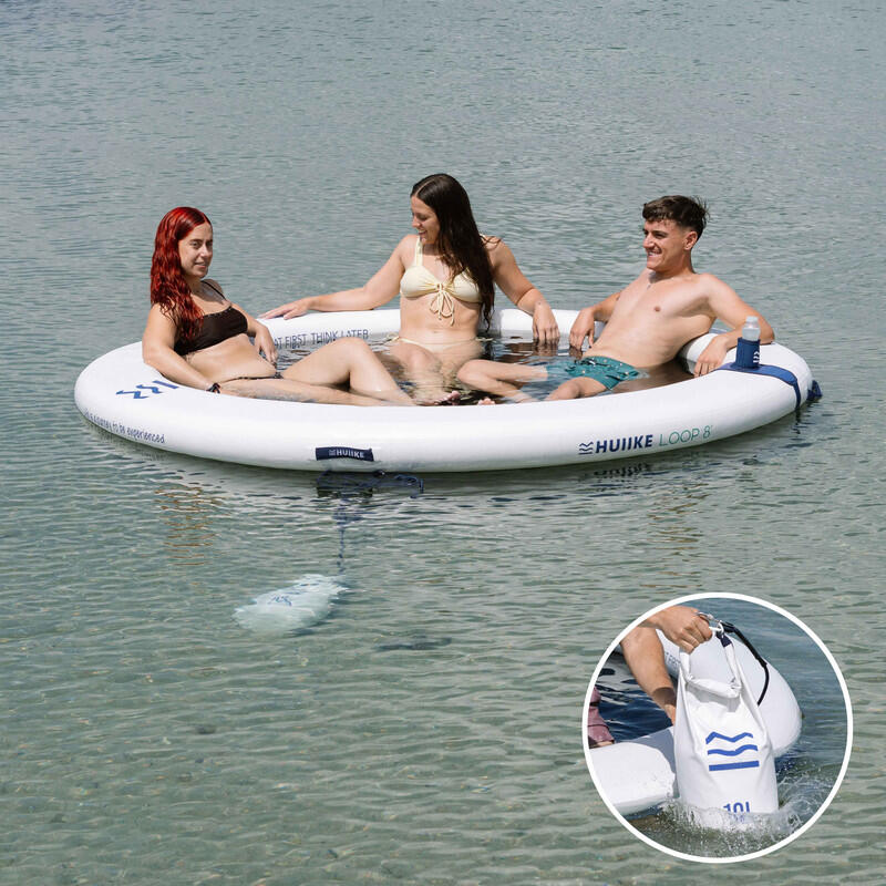 Anneau Gonflable 4 Personnes avec Accessoires, Jusqu'à 280 kg, 2,44 m, Blanche 5/10