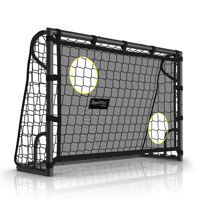 RACETEX Goal Black – Schwarzes Stahl-Fußballtor mit abnehmbarer Torwand 1/5
