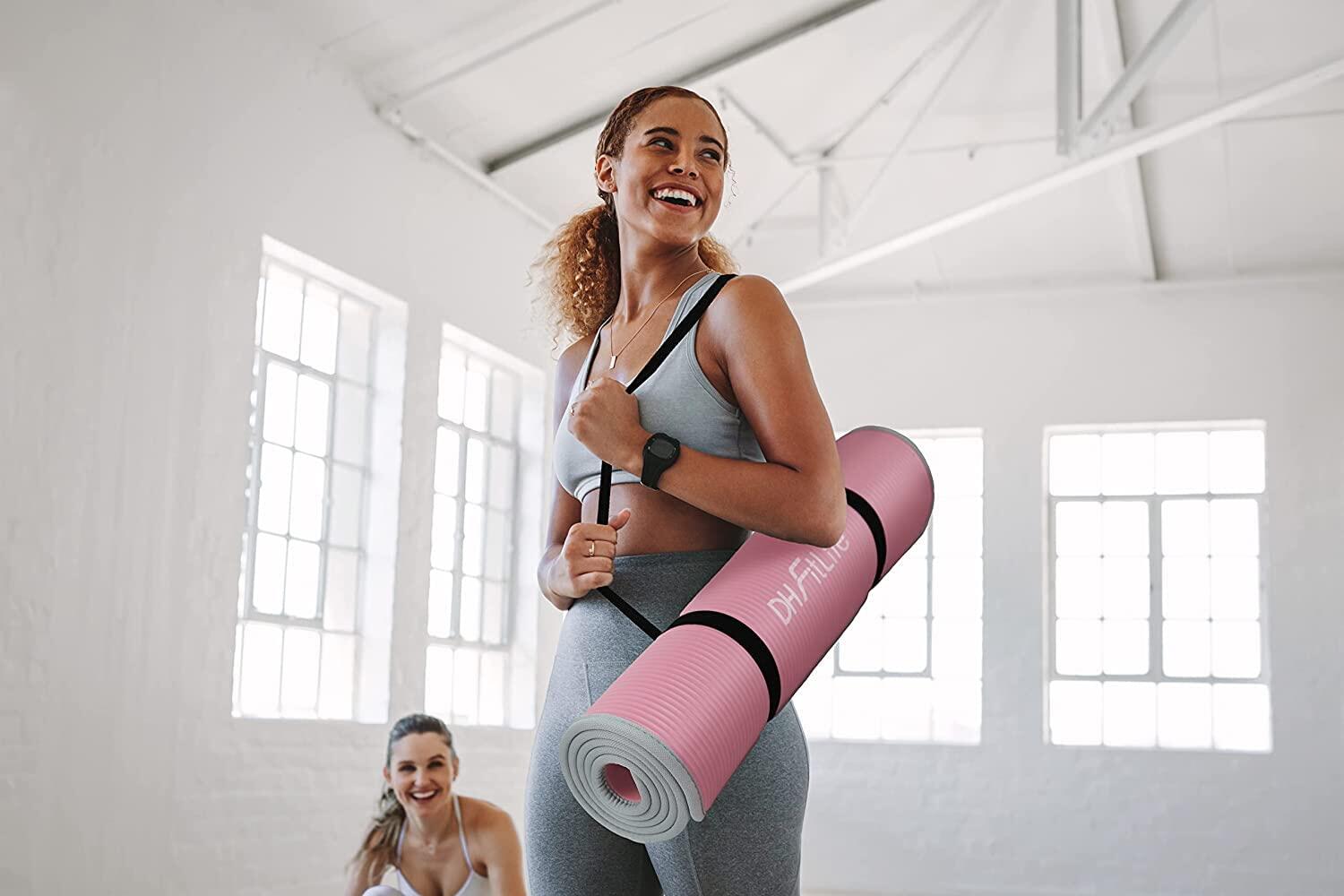 DH FitLife Trainingsmatte 183 x 61 x 1 cm, rutschfest, extra reißfest, pink 6/6