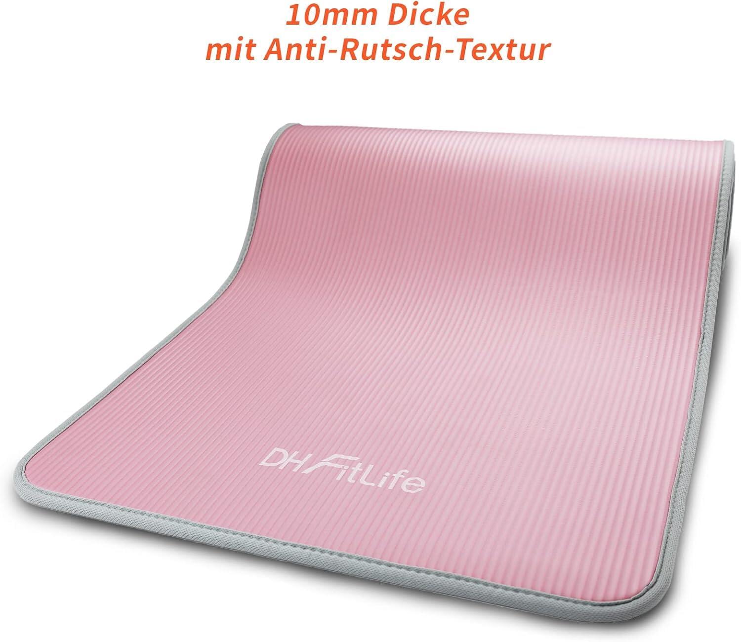 DH FitLife Trainingsmatte 183 x 61 x 1 cm, rutschfest, extra reißfest, pink 3/6