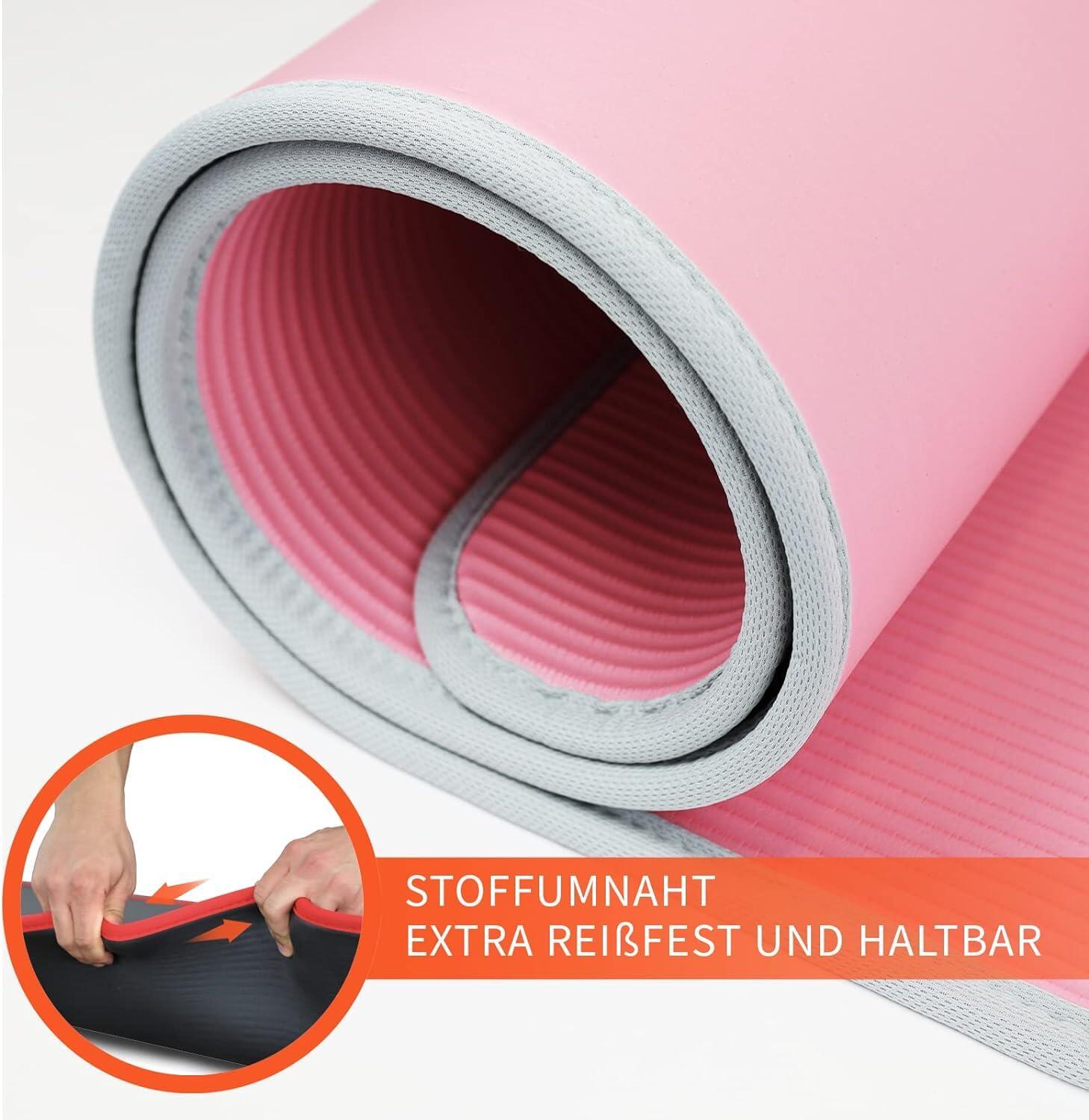 DH FitLife Trainingsmatte 183 x 61 x 1 cm, rutschfest, extra reißfest, pink 2/6