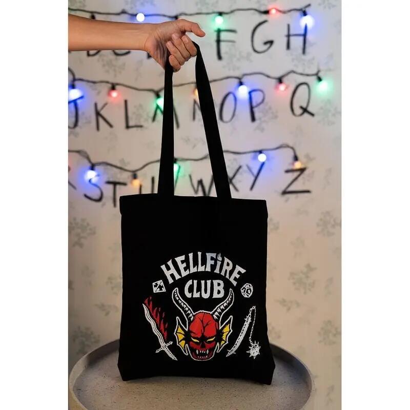 Borsa per la spesa da adulto Hellfire Club, in cotone riciclato con manici, nera 4/4