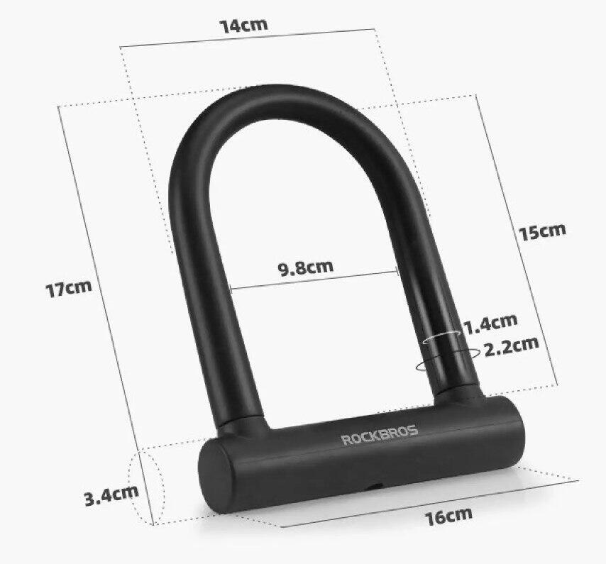 Zapięcie rowerowe U-lock Rockbros RKS610-BK na klucz 3/4