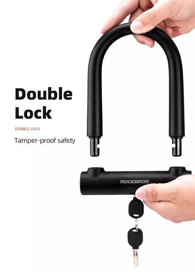 Zapięcie rowerowe U-lock Rockbros RKS610-BK na klucz 2/4
