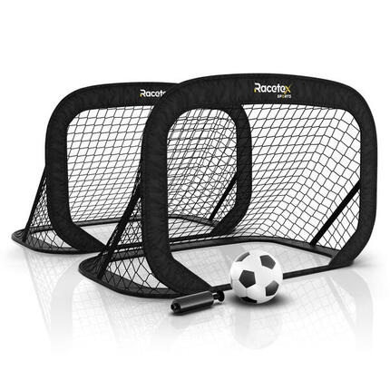 RACETEX 2 faltbare Fußballtore Kids 120 cm mit Ball und Handpumpe