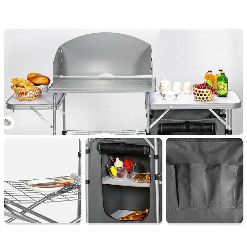 Masă pliabilă pentru camping cu depozitare
