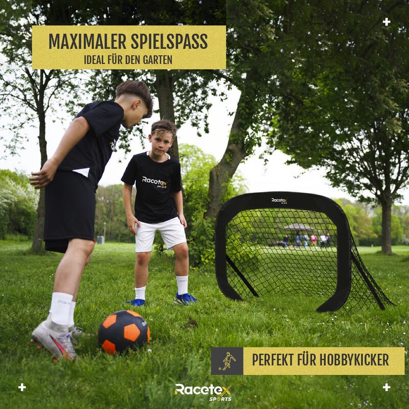 RACETEX 2 faltbare Fußballtore Kids 120 cm mit Ball und Handpumpe 4/6