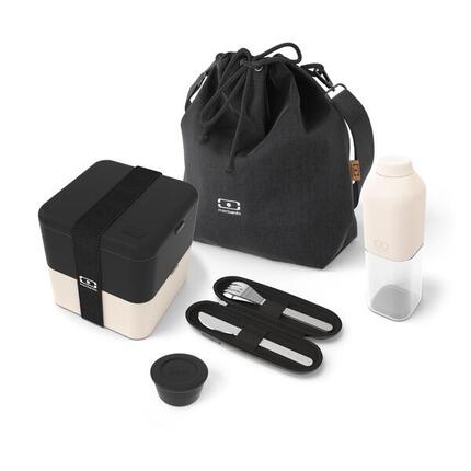 Lunchbox set 2x850ml - 1,7L groen/zwart met accessoires|Volwassenen|Kantoor