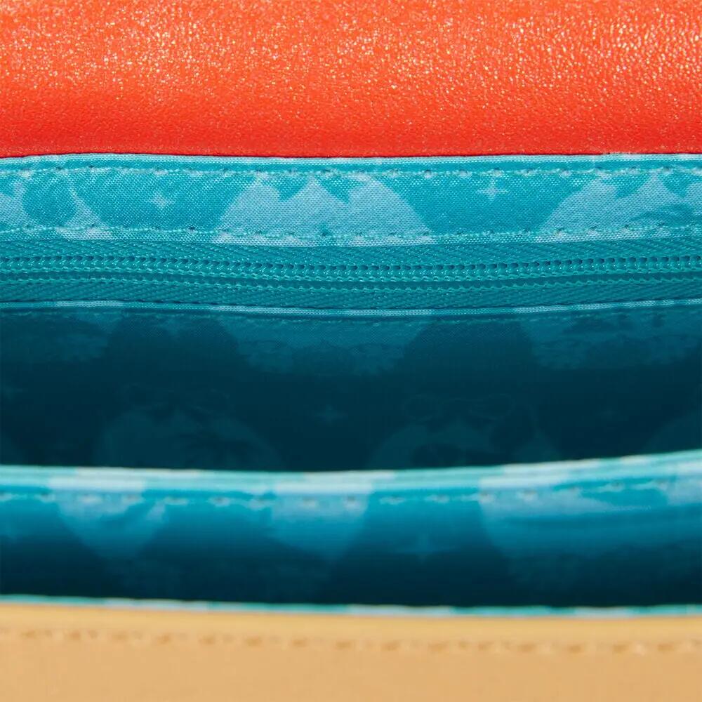 Bolsa de ombro infantil Vaiana com alça rígida e corrente, vermelha e bege. 3/4