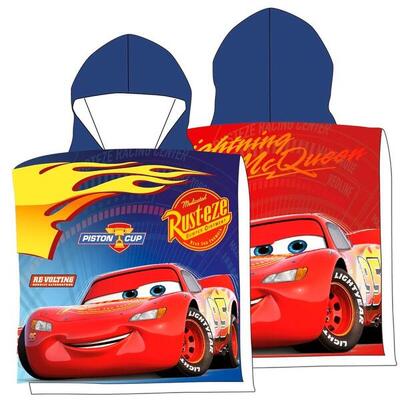 Poncho asciugamano in microfibra bambino Cars con cappuccio 50x115 cm