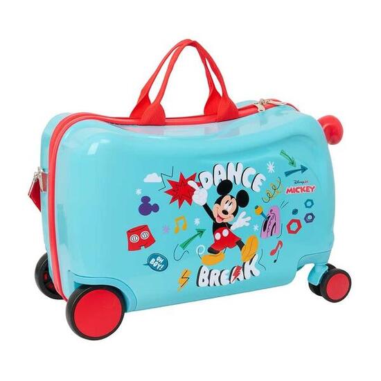 Valise à roulettes Mickey Mouse pour bébé avec bandoulière et roulettes - Bleue