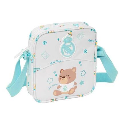 Petit sac bandoulière enfant Real Madrid avec poche avant, blanc et vert