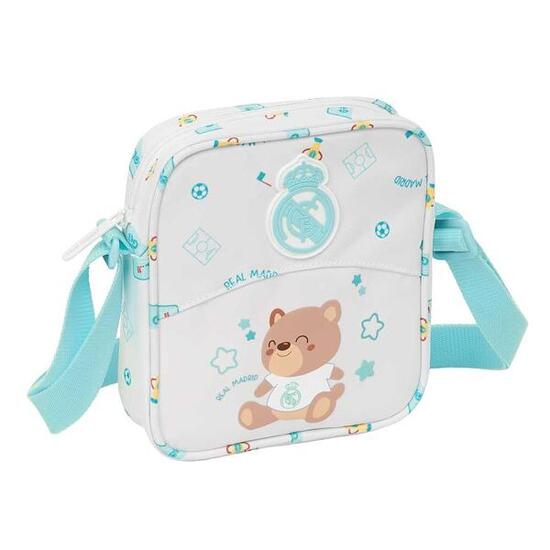 Sac bandoulière enfant Real Madrid avec bandoulière réglable, blanc et bleu