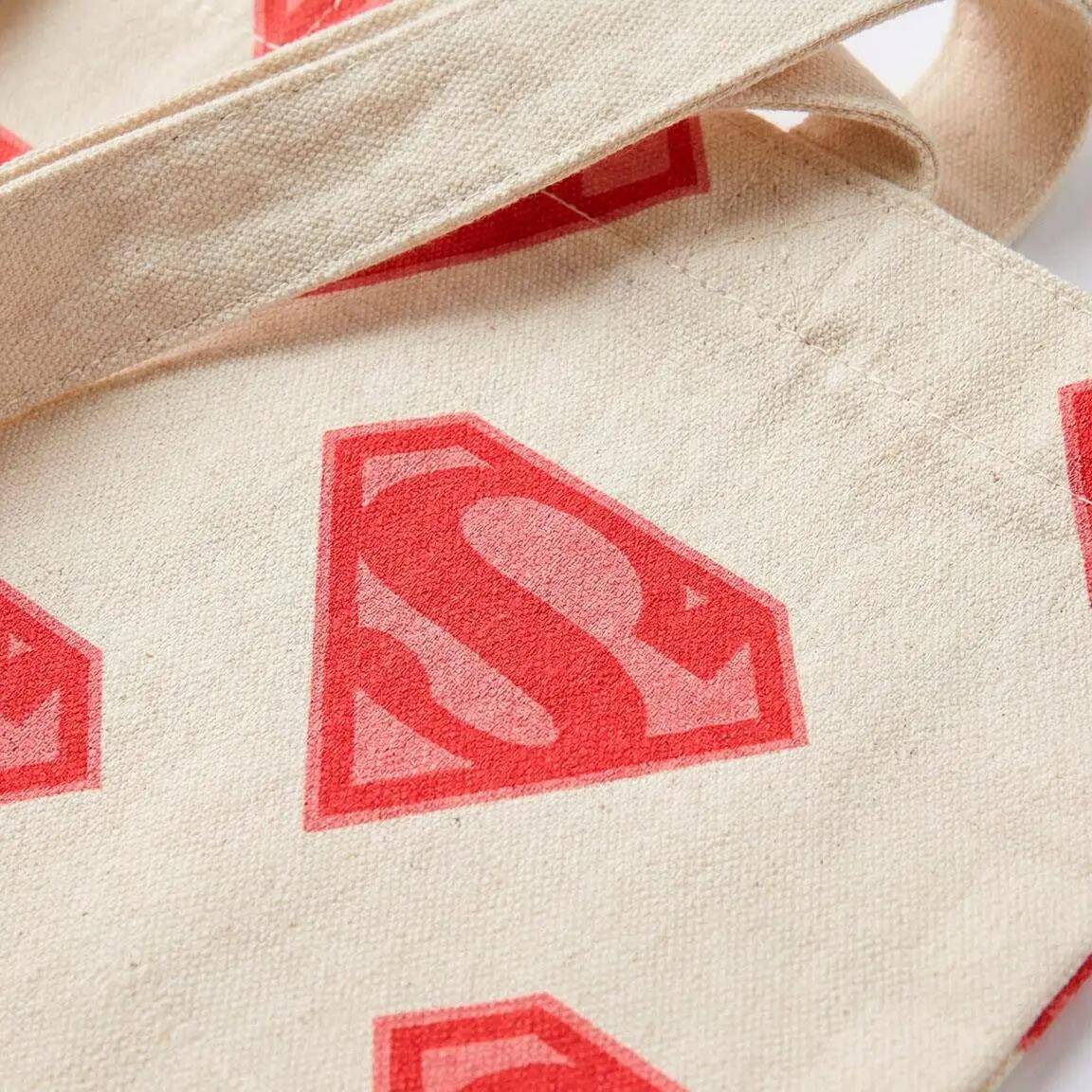 Sacola de compras infantil da Supergirl em poliéster e algodão, branca. 7/7