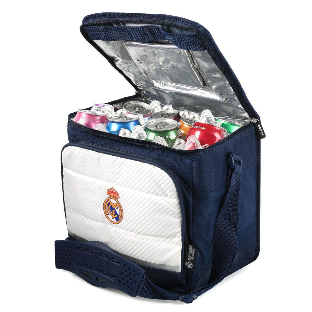 Lancheira dobrável do Real Madrid para adultos, em poliéster, azul e branca. 3/4