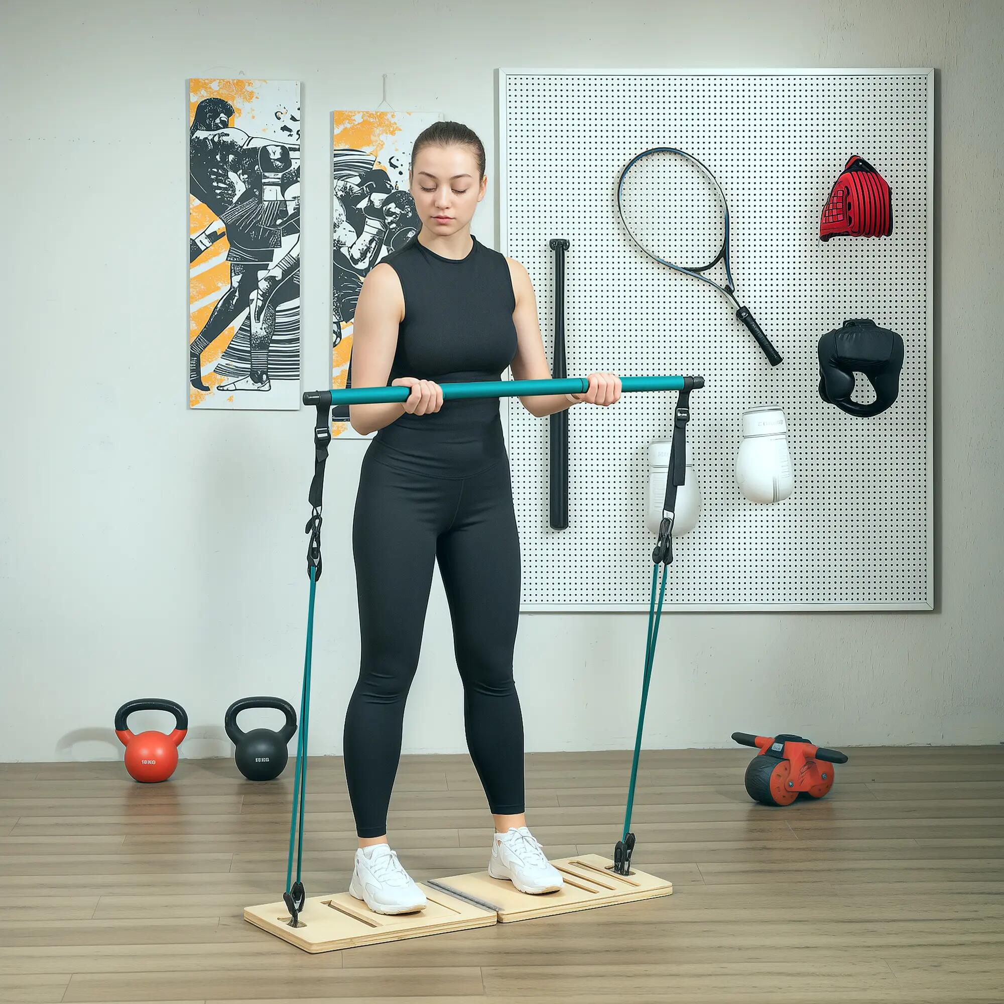 Ensemble pilates 8 pcs barre, planche réglable et 6 bandes résistance 2/5