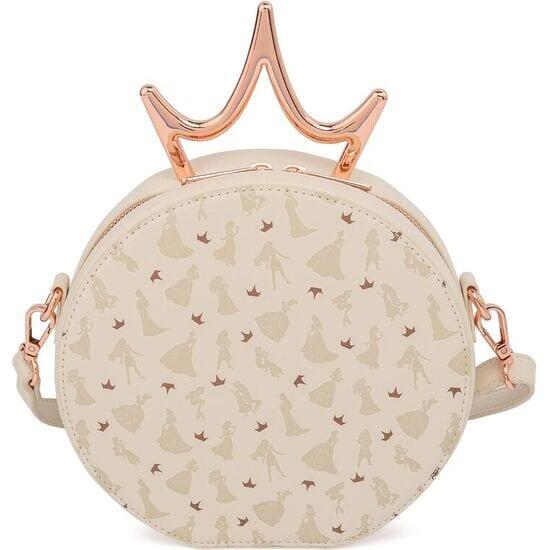 Sac de sport Princesse adulte avec bandoulière et couronne en métal beige