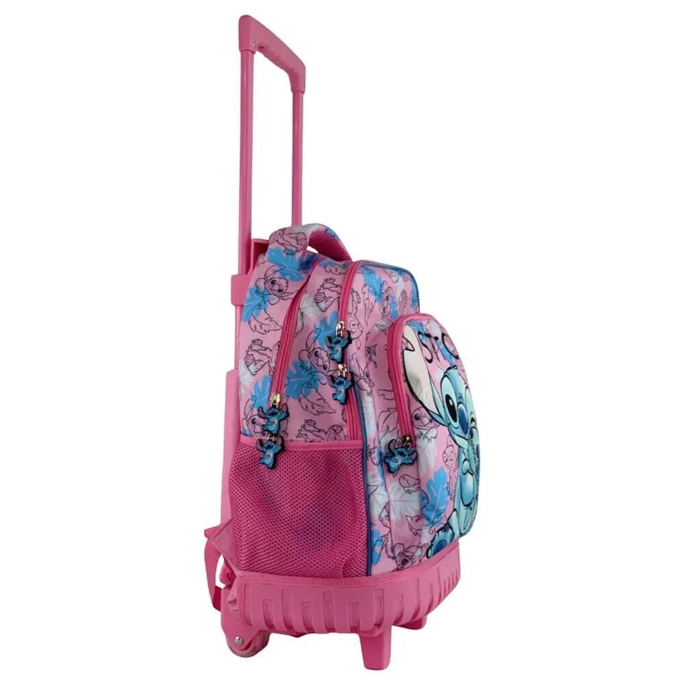 Mochila infantil Stitch com rodinhas, alça telescópica e bolso frontal - Rosa 4/7