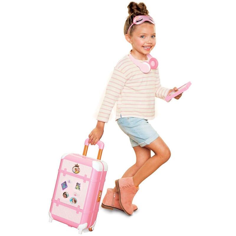 Prinzessinnen-Koffer für Kinder mit Rollen und Teleskopgriff, rosa und weiß 6/6