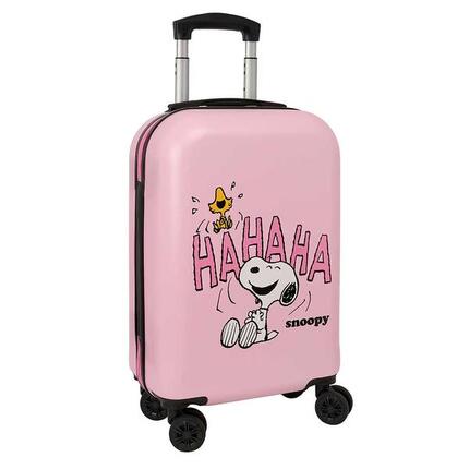 Valise à roulettes Snoopy pour enfants, en ABS résistant, avec bandoulière
