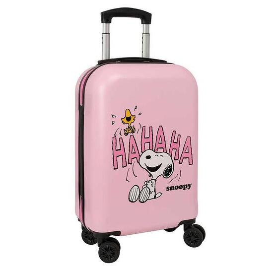 Valise Snoopy pour enfant 20 pouces, coque rigide ABS+PC, roulettes 360°, rose