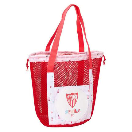Sac de plage adulte FC Séville avec poche avant et cordons de serrage - Rouge