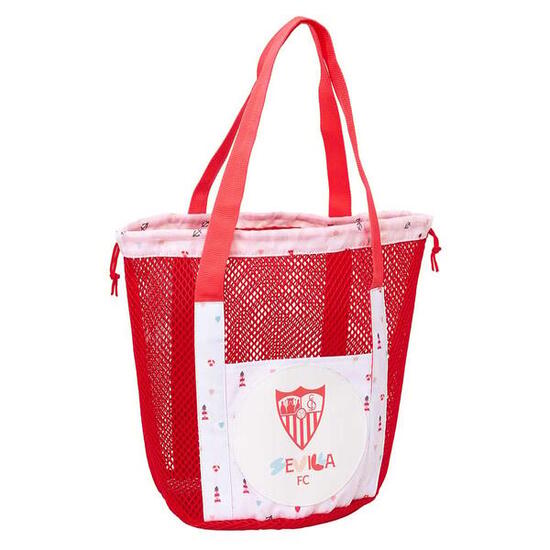 Sac de plage adulte FC Séville avec poche avant et cordons de serrage - Rouge