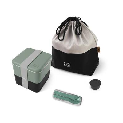 Set porta pranzo 2×850ml - 17L verde/nero accessori|Adulto|Ufficio picnic