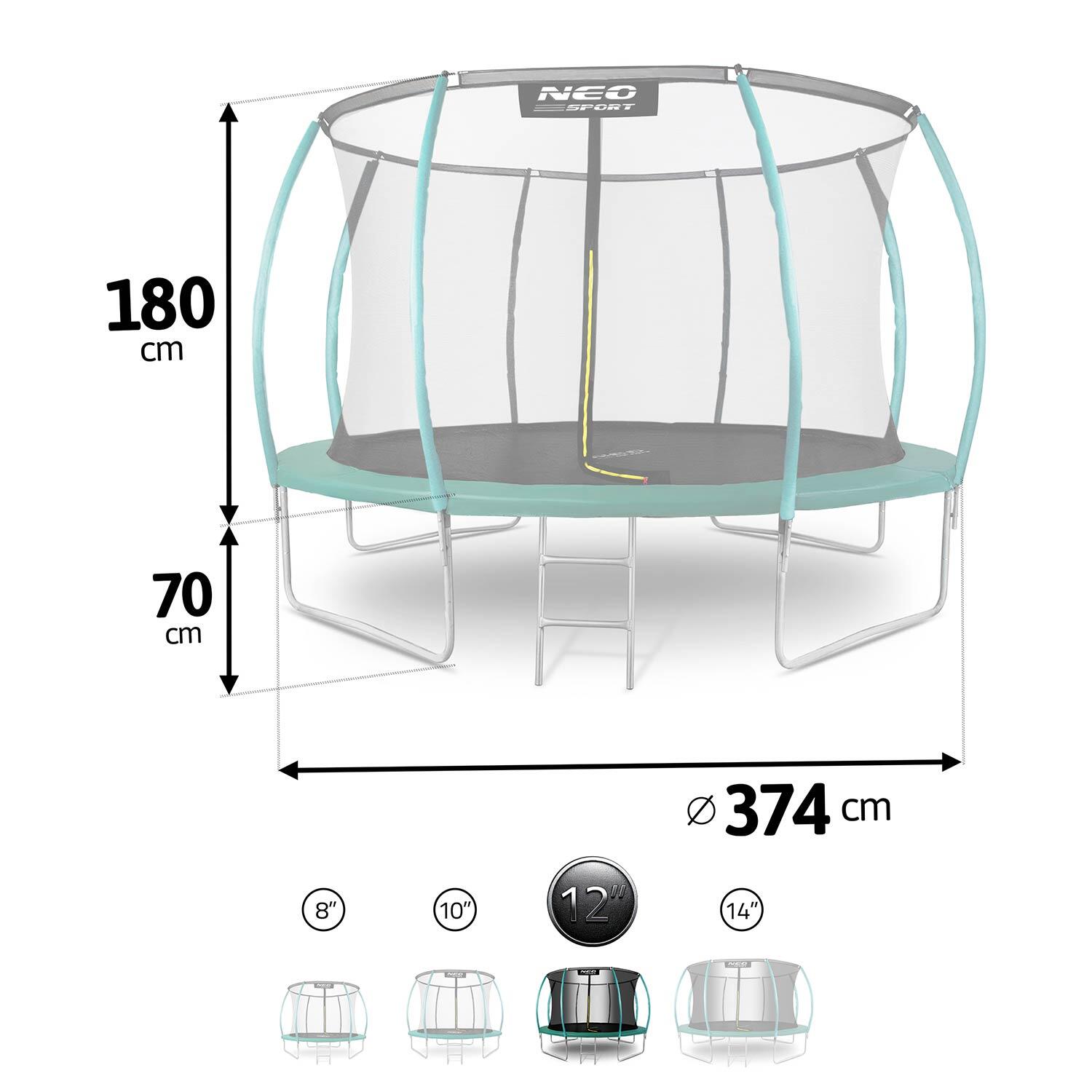 Gartentrampolin Kindertrampolin mit Sicherheitsnetz NS-12C181 374 cm (12 ft) 6/7