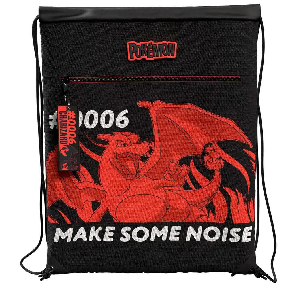 Borsa sportiva per bambini Pokémon Charizard con tasca frontale, nera e rossa 3/5