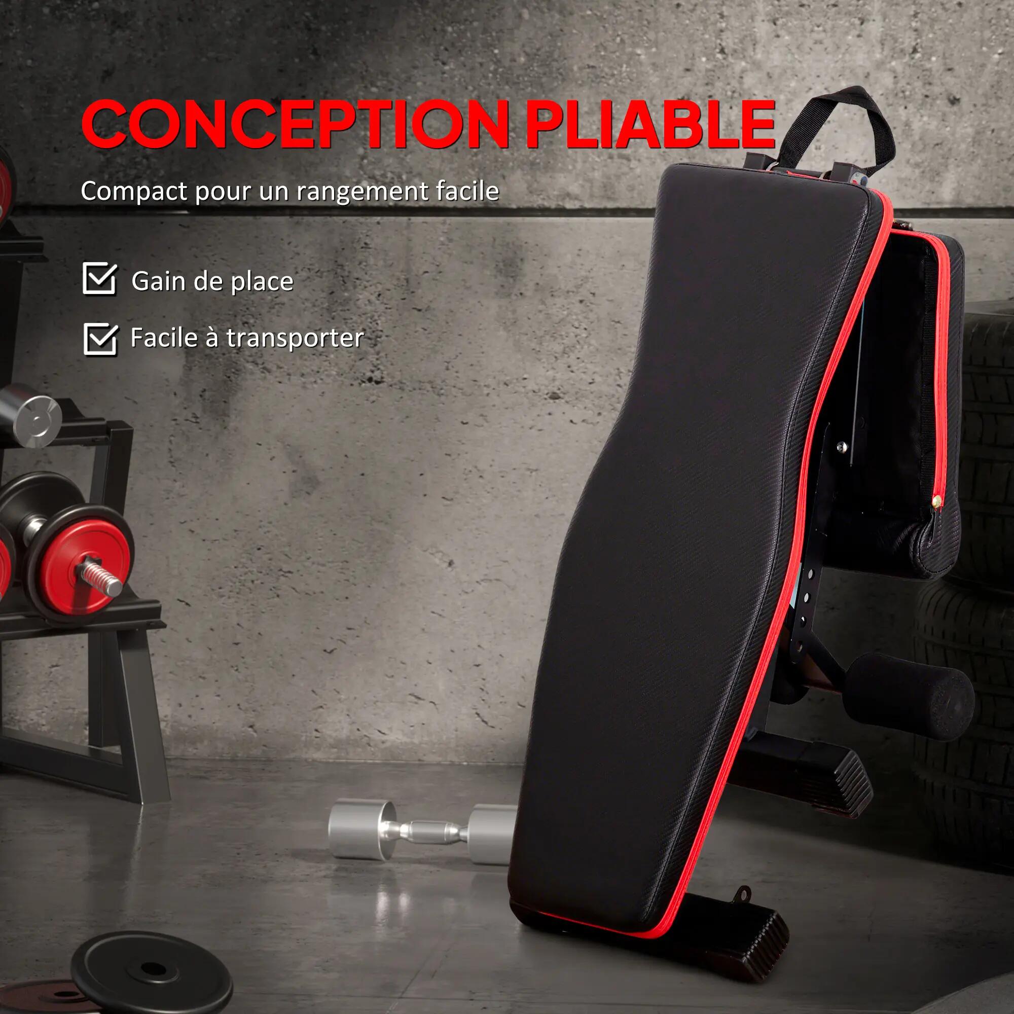 Banc de musculation pliable réglable 2 bandes de résistance incluses 5/5