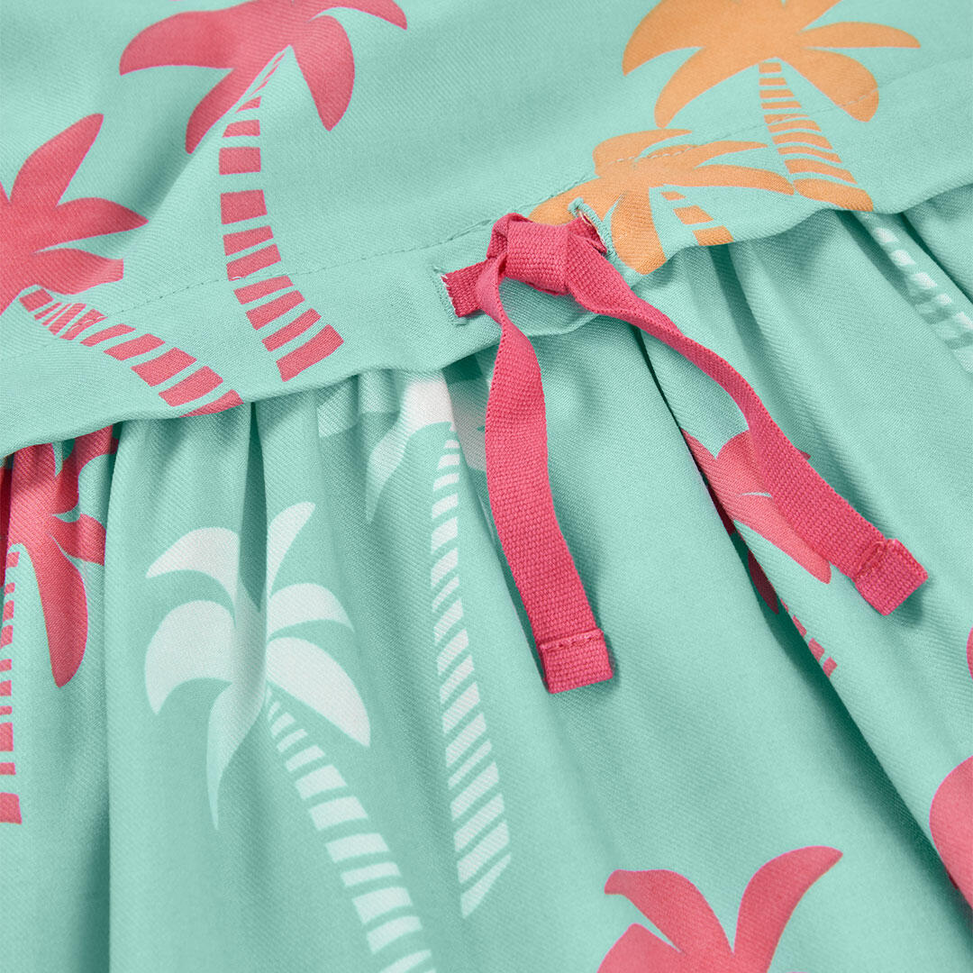 Vestido para niña con estampado de palmeras y lazo decorativo 4/4