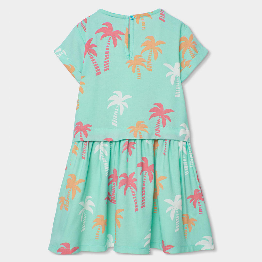 Vestido para niña con estampado de palmeras y lazo decorativo 2/4