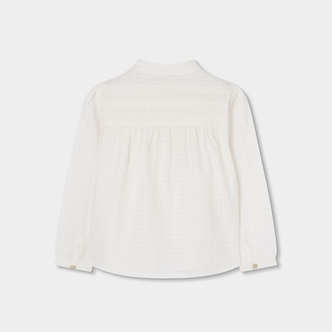 Camisa de Algodón para Niña Blanca con Detalles Decorativos 2/4