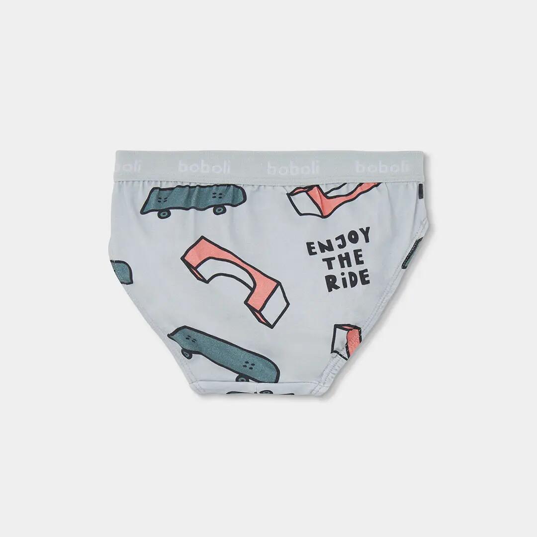 Pack 3 calzoncillos azul estampado skate 6/7
