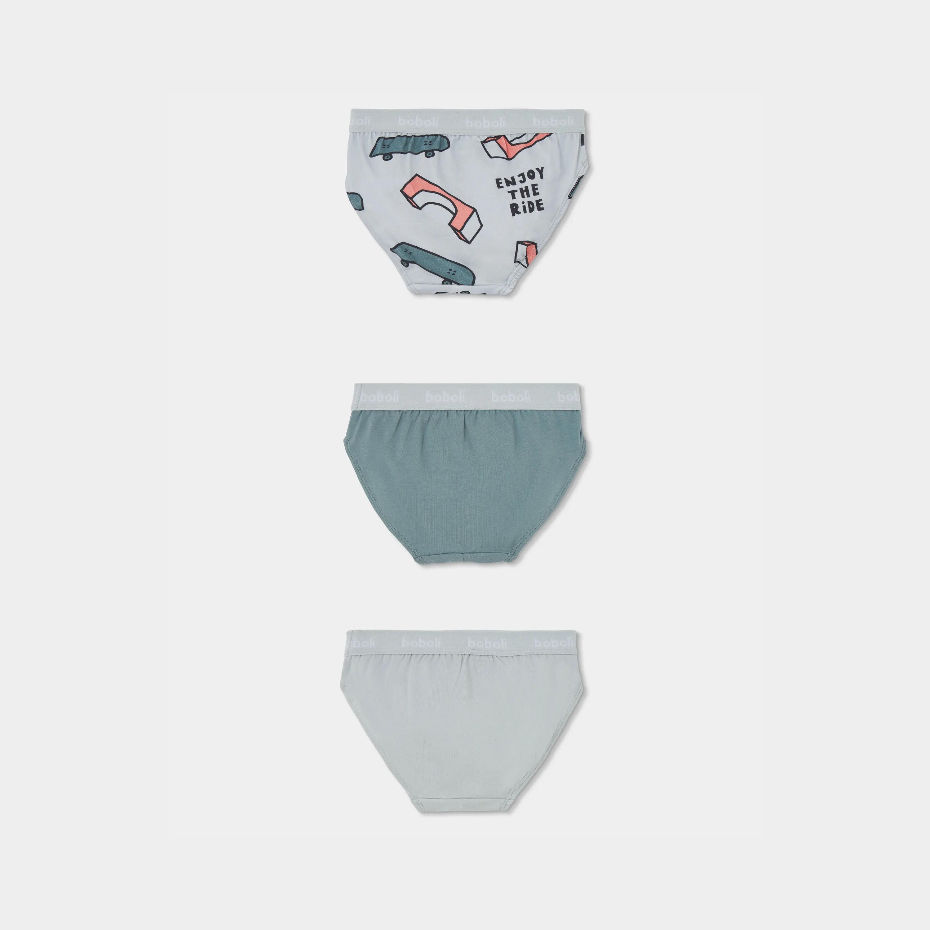 Pack 3 calzoncillos azul estampado skate 2/7
