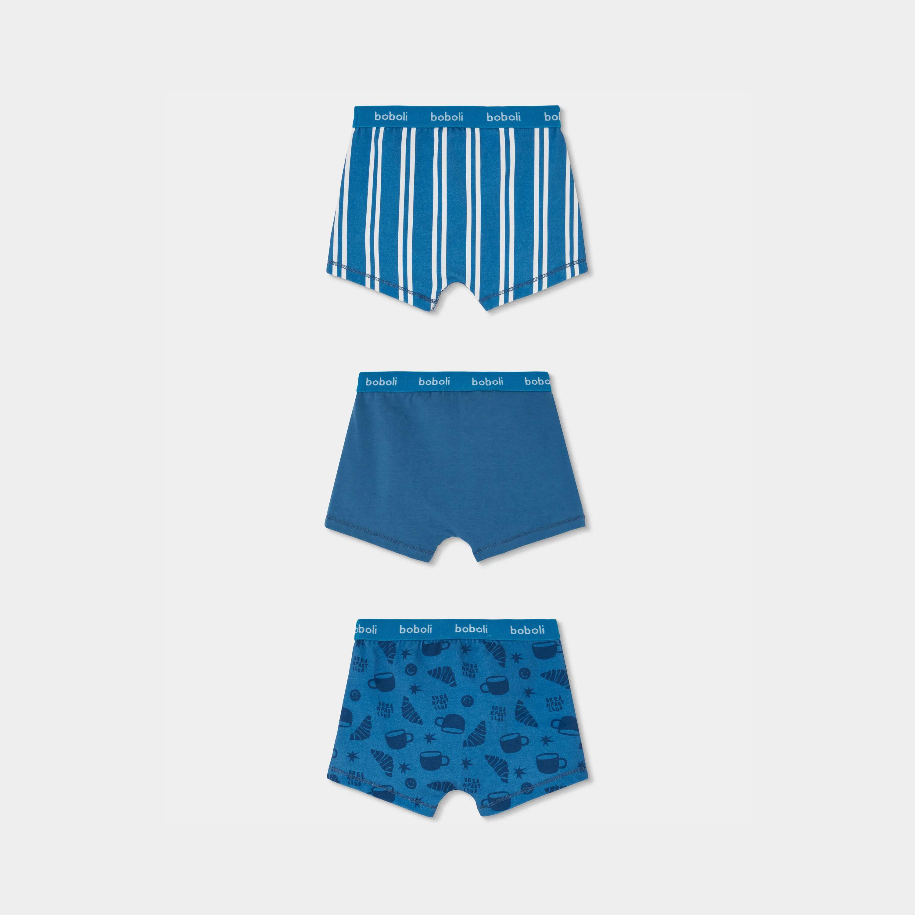 Pack 3 boxers azul estampado rayas y croissants 2/7