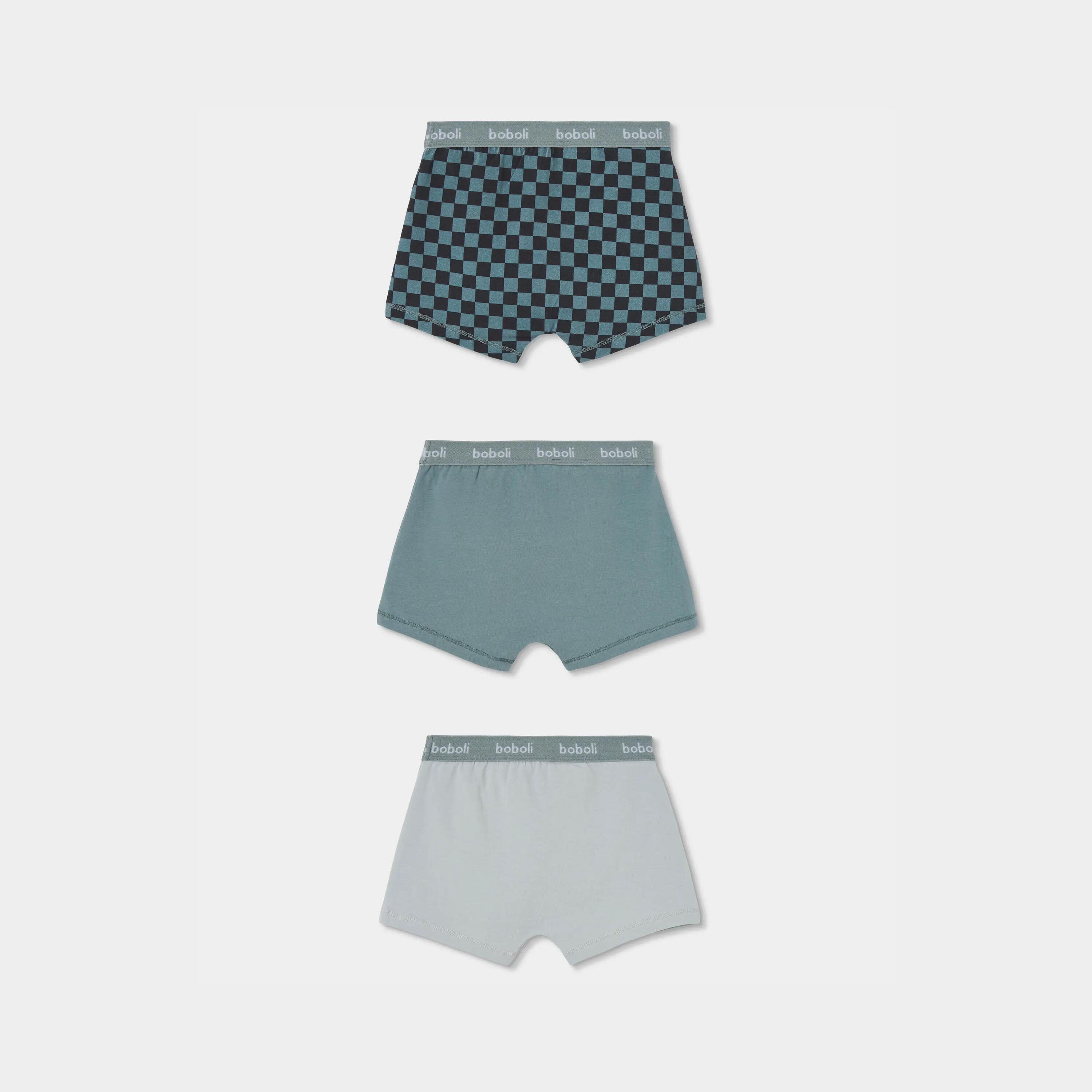 Pack 3 boxers niño verde estampado cuadros 2/7