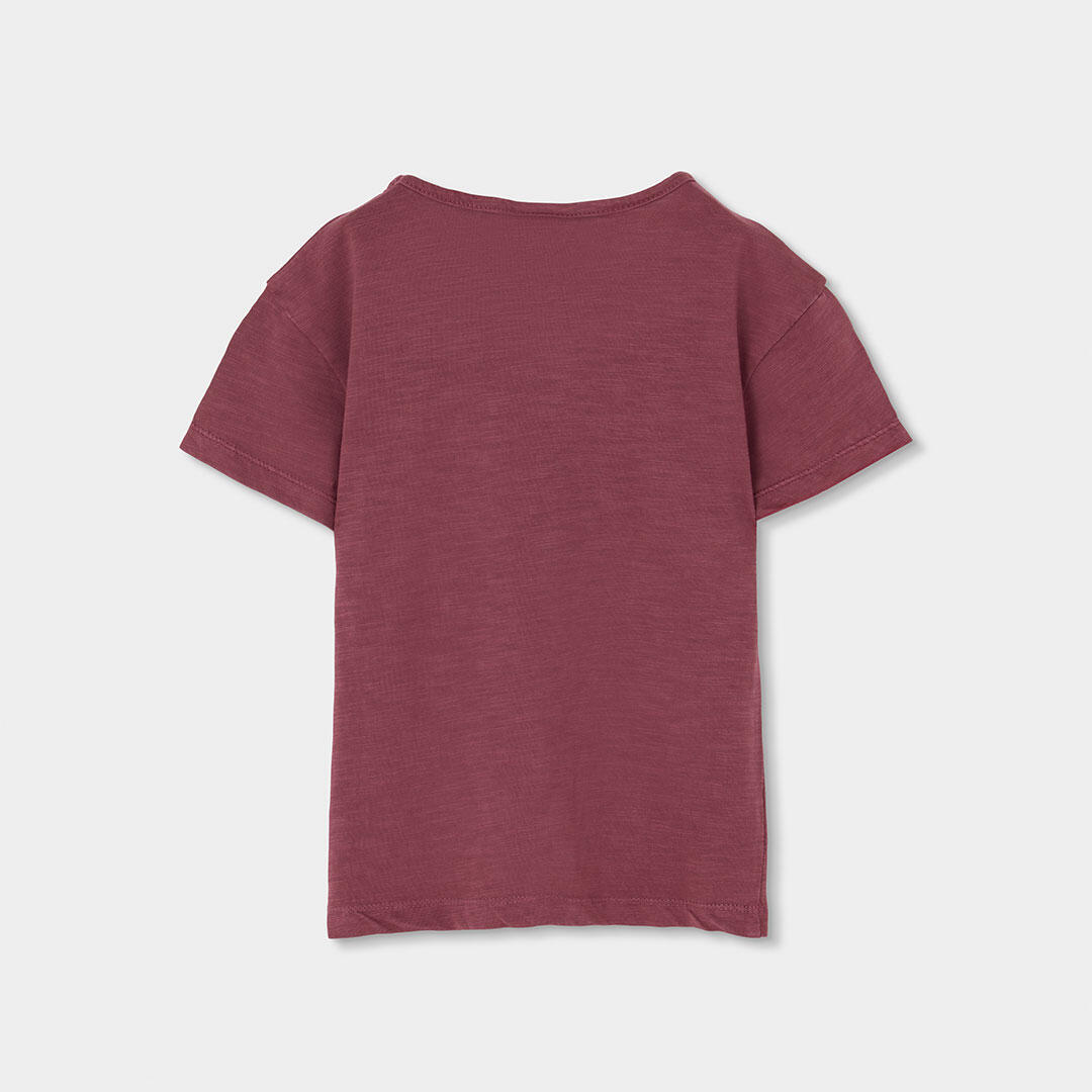 Camiseta Infantil de Algodón con Estampado de Palmeras para Niña, Color Ciruela 2/4