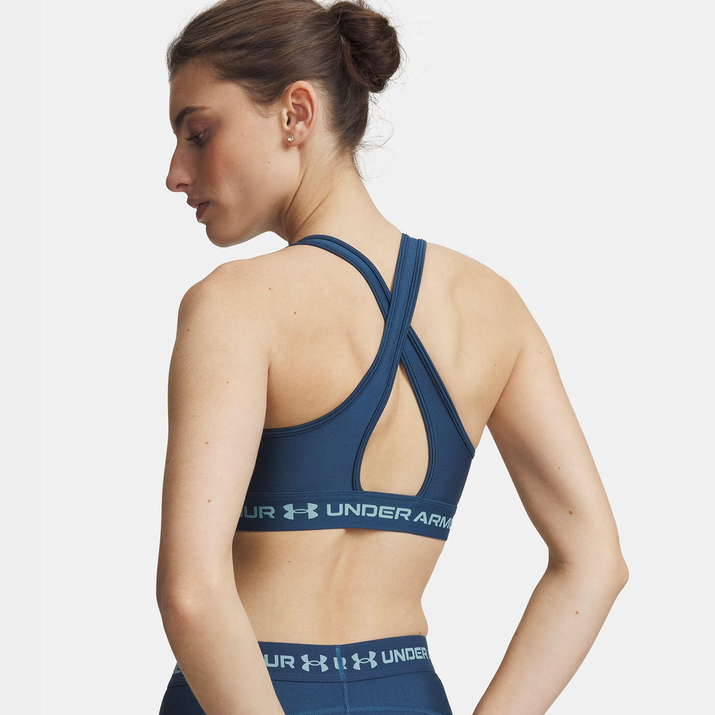Top desportivo Under Armour® Crossback Mid Blue Ardent 2/7