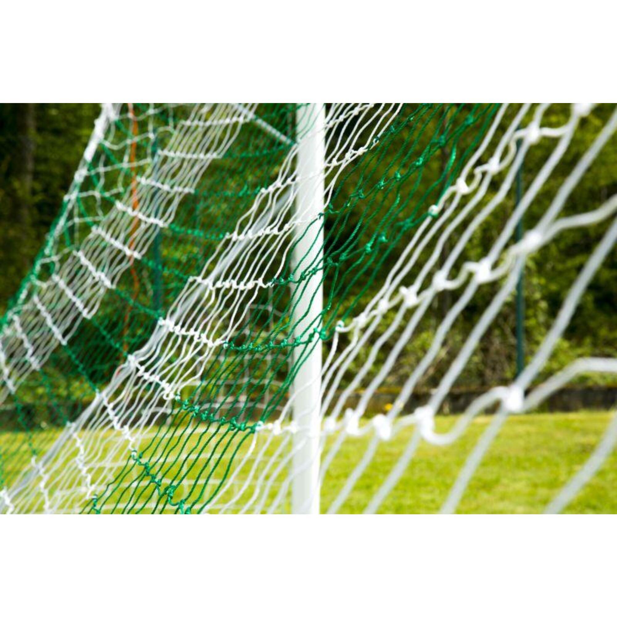 11-a-side voetbaldoel 4mm gestreept net - Wit/Groen - Voor doel 7,32x2,44x2x2 m