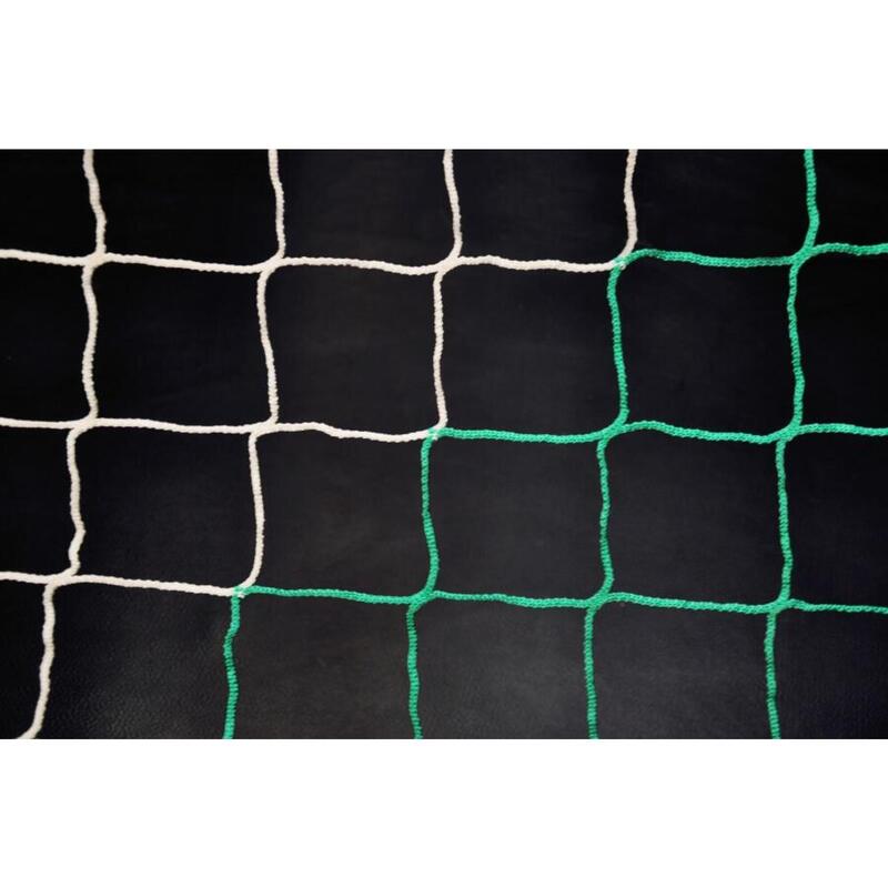Porta da calcio a 11 con rete a strisce da 4 mm - Bianco/verde - 7,32x2,44x2x2m