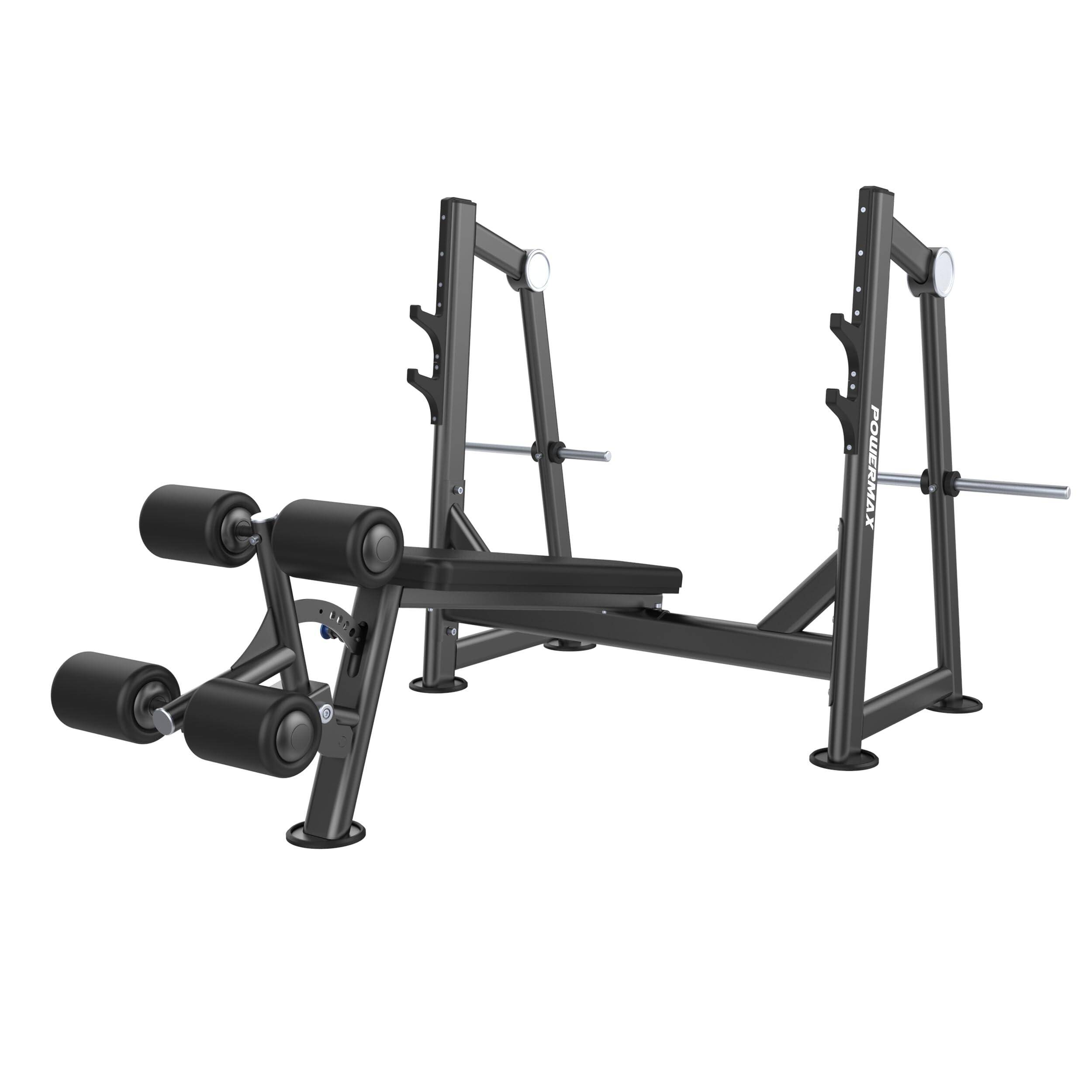 PowerMax  GS-026 Olympic Decline Bench, Leg Roller, 8 Weight Horns, Dual Bar Catches, Ergonomic Design, Gabor Series, 1-Y Warranty -  1
