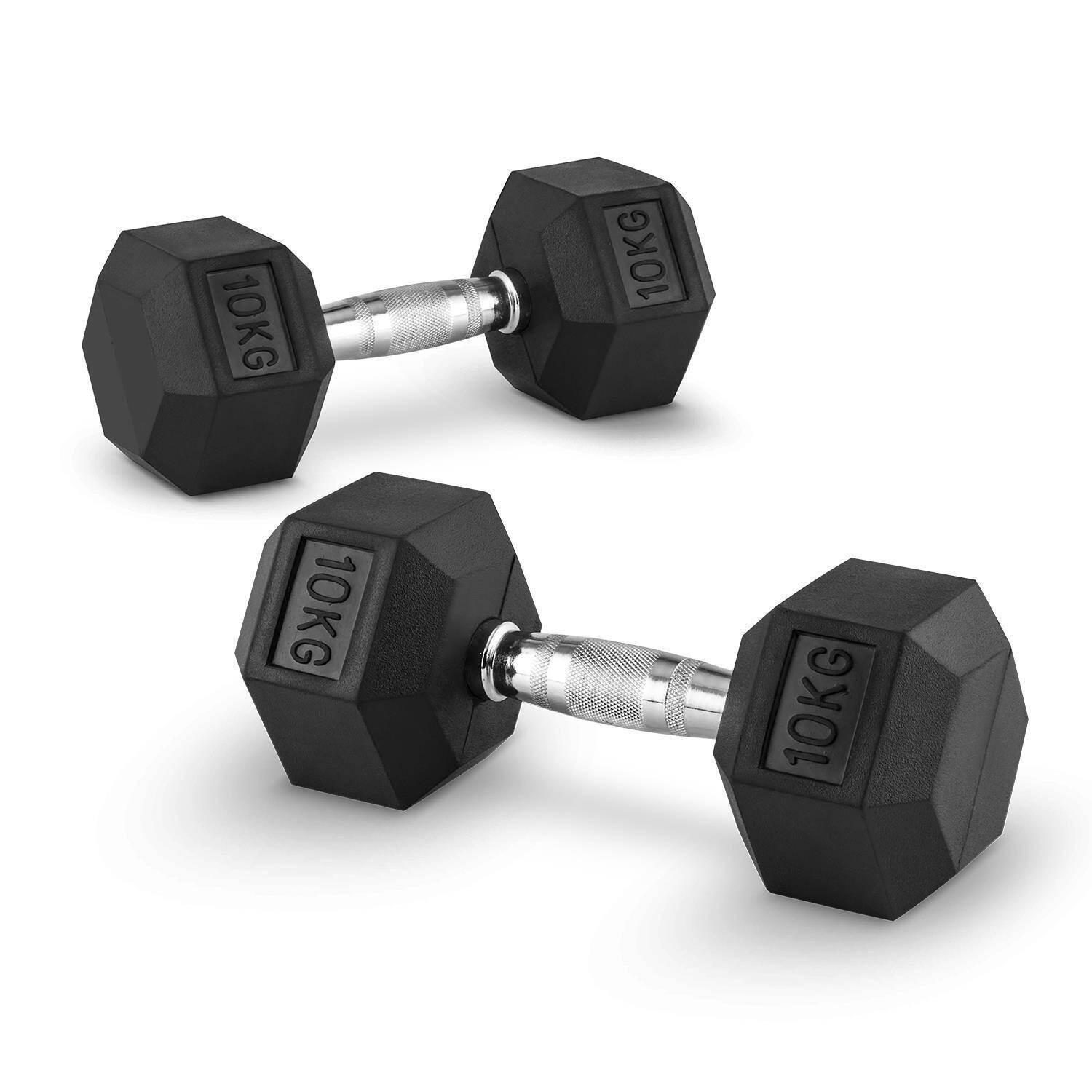 PowerMax Fitness Hexagon Dumbbells 10kg pair for home-gym use -  1