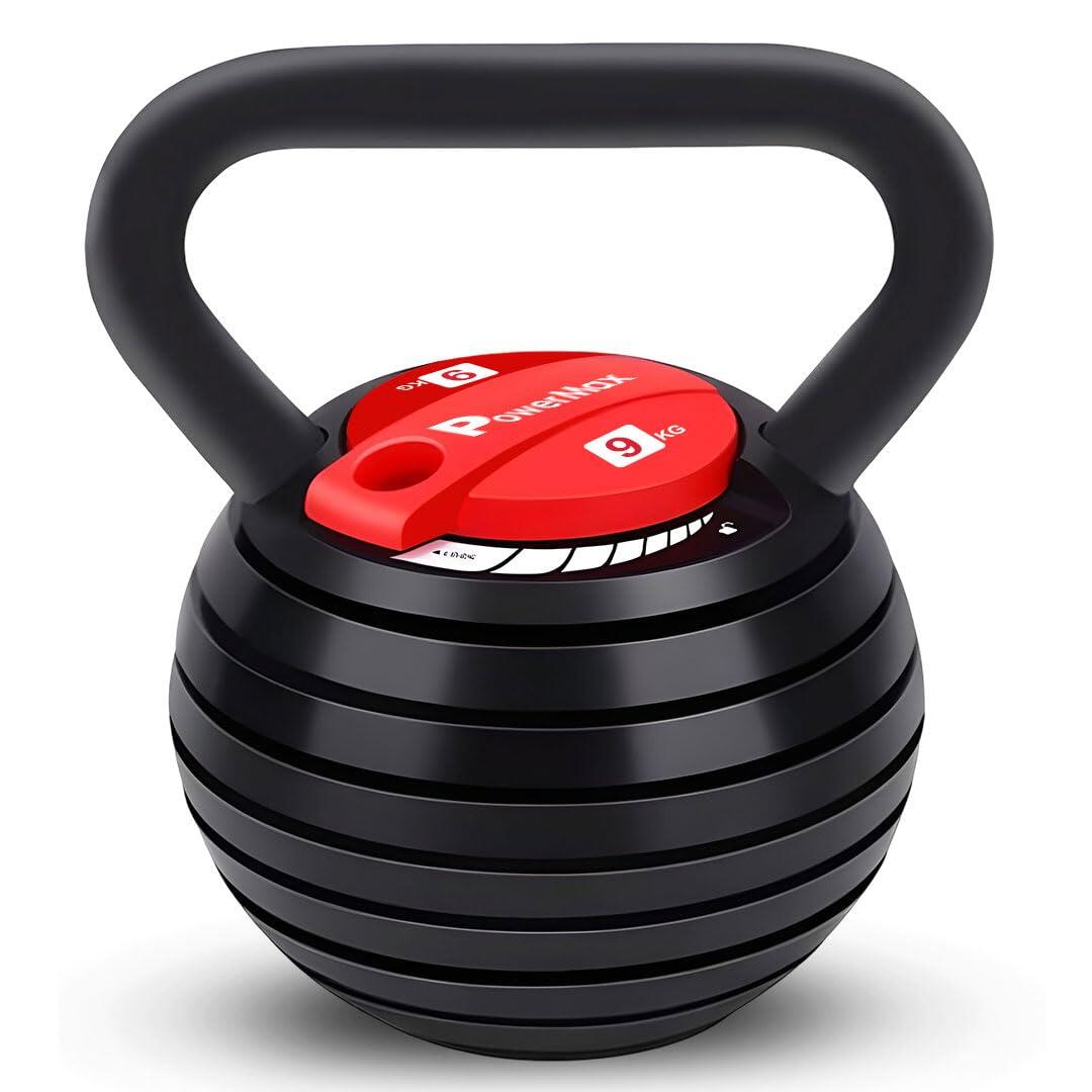 PowerMax Fitness KDA-9: Pro 7-in-1 Adjustable Weight Kettlebell for Home-Gym workout, Heavy-duty Cast Iron Weights 2.5 Lbs to 20 Lbs, Strength training equipment for men women, Functional training kit-picture-29