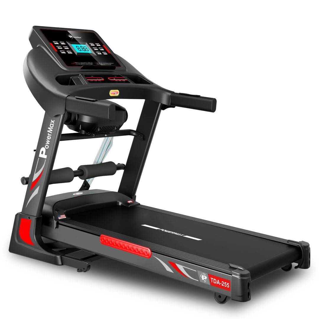 PowerMax Fitness TDA-255 (5.5HP) Motorized Auto incline Treadmill for Home, Max user 150Kg, Top speed 16kmph, LCD Display -  1