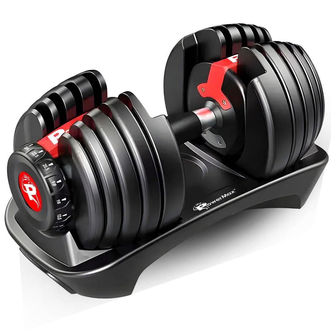 PowerMax Fitness PDA-24 Pro-Adjustable Dumbbell 2.5KG - 24KG Quick Select Weight | Heavy-duty 15-in-1 Dial Change Hand Weight for Home Gym Workout | Strength training equipment for 50lbs-52lbs (Pack of 1)-image-22