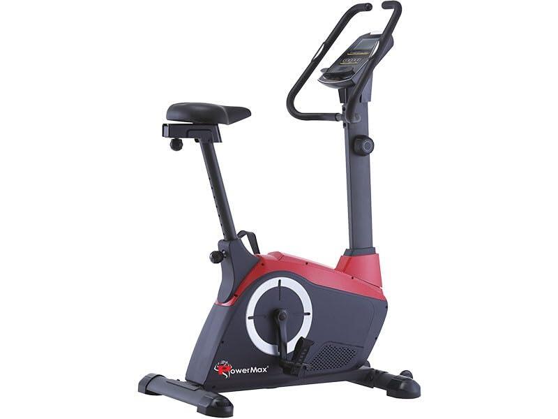 PowerMax Fitness BU-800 Magnetic Upright Bike for Home use, 6kg flywheel, 110kg max user weight, 8 Level tension, 3pcs crank, Multiconsole LCD Display, Hand Pulse Sensor, Adjustable seat, iPad holder-image-4
